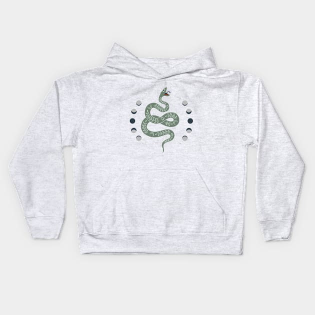 Snake Moonphases Kids Hoodie by Perpetual Brunch